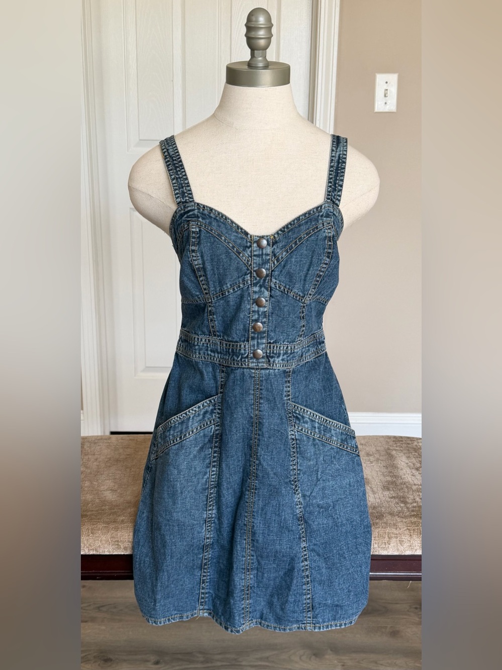 Japna Denim Smocked-Back Sundress - Blue